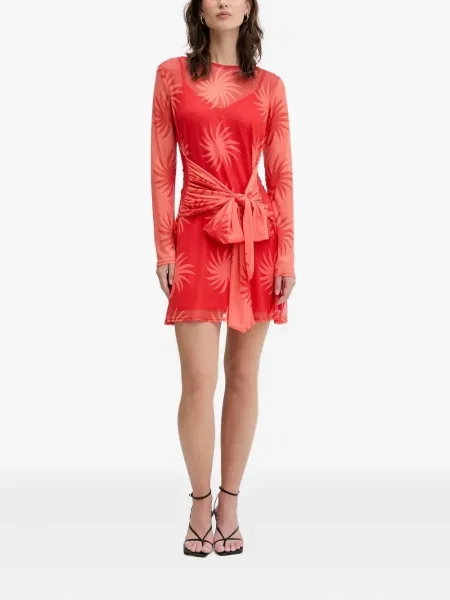 Rochie mini Never Fully Dressed cu imagine cu imprimeu geometric plasă roșu