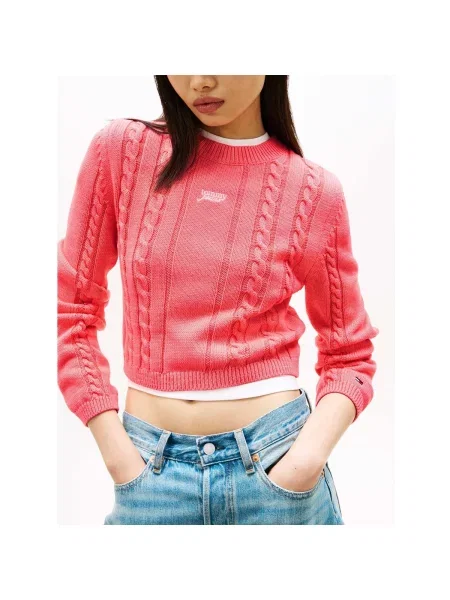 Sveter Tommy Jeans ružová