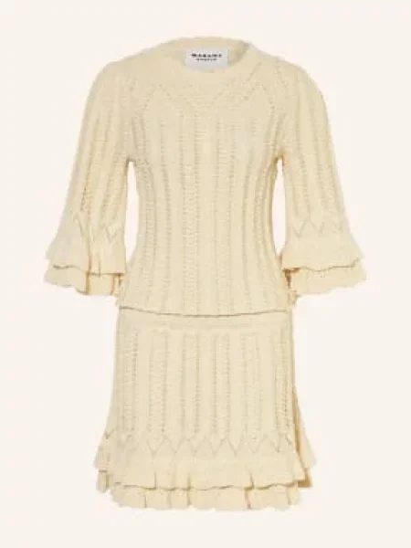 Marant Étoile Sukienka Z Dzianiny Nirina Z Rękawami beige beżowa
