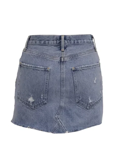 Fustă din denim Agolde zdrențuiți albastru