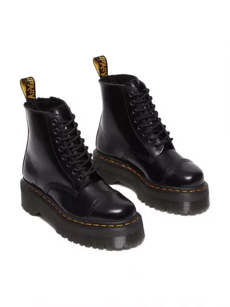 Овчина кросівки Dr. Martens на платформі чорні