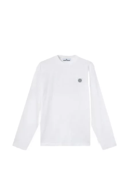 Lung tricou Stone Island cu strasuri alb