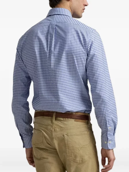 Samt prugasta košulja Polo Ralph Lauren s vezom plava