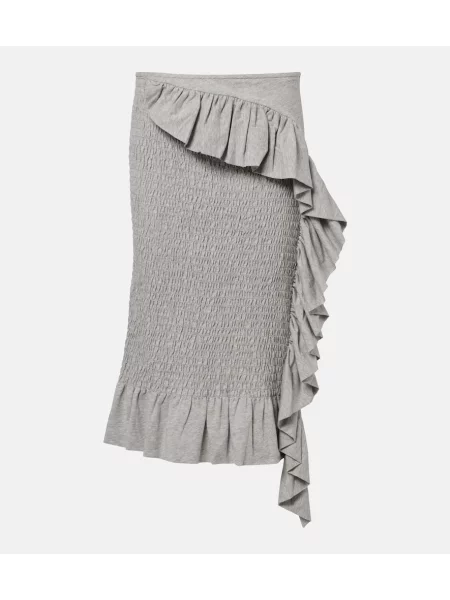 Spódnica midi Dries Van Noten z falbankami szara
