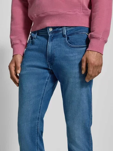 Jeans o kroju slim fit z wpuszczanymi model ANBASS' Replay niebieskie