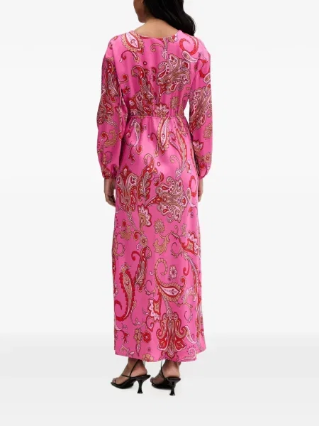 Μάξι φόρεμα Never Fully Dressed με σχέδιο με λαιμόκοψη v paisley ροζ