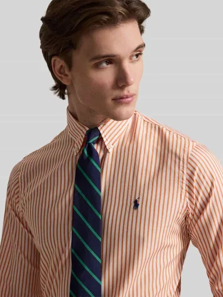 Koszula casualowa o kroju custom fit z czystej bawełny Polo Ralph Lauren pomarańczowa