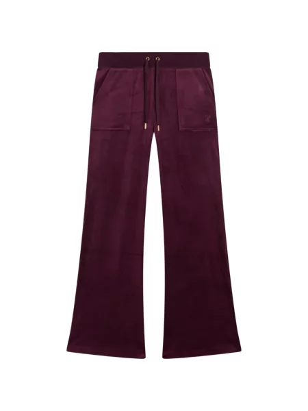Pantaloni Juicy Couture cu talie joasă din velur alergare violet