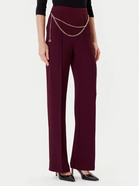TWINSET Palazzo hlače Bordo Wide Leg rdeča