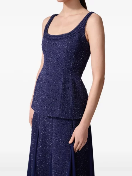 Top Carolina Herrera din tweed albastru