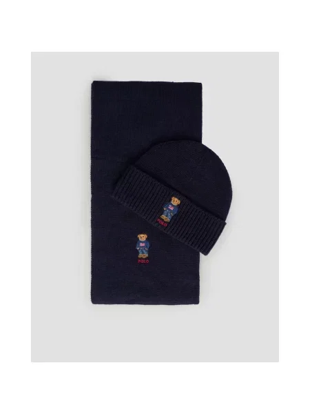 Szal Polo Ralph Lauren wełniana niebieska