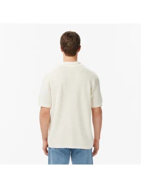 Lacoste Sweter Z Kołnierzykiem Polo Z Krótkim Rękawem Classic Fit beżowy