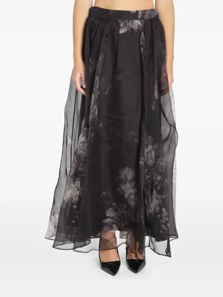 Fustă midi Zimmermann cu model floral cu imagine până la genunchi negru