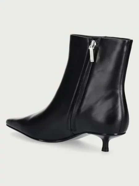 Calvin Klein botki skórzane KITTEN HEEL ANKLE BOOT LTH czarne