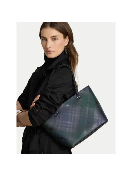 Lauren Ralph Lauren Torba za na rame mornarsko plava / zelena crna