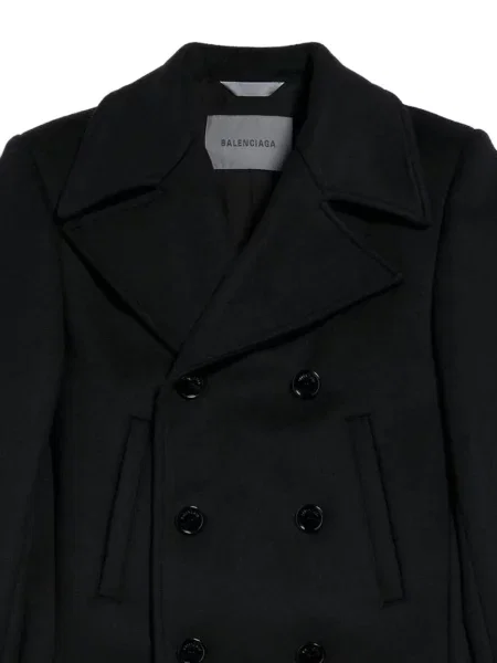 Двуредно палто Balenciaga черно