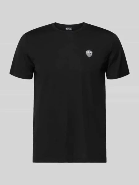 T-shirt z mieszanki z naszywką z logo Ea7 Emporio Armani czarna