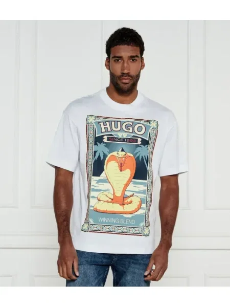 HUGO Tricou Dicobri | Oversize fit alb