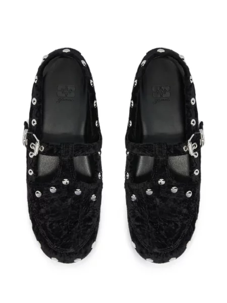 Mocasini Ganni de catifea negru