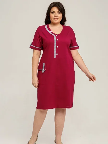 Лляна Сукня міді All Posa малиновий