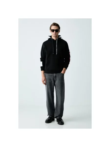 Bluza z kapturem Alpha Industries z kapturem z logo czarna