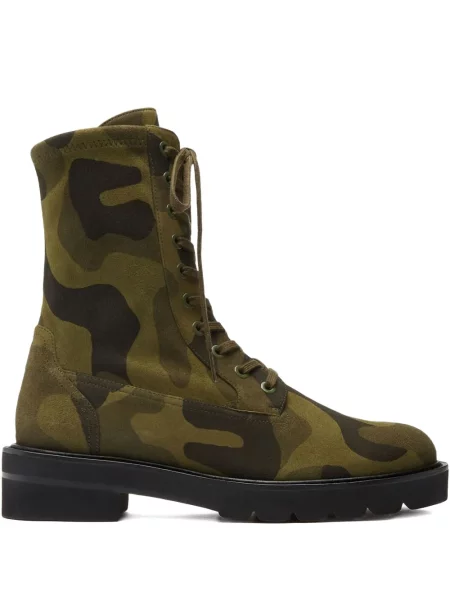 Botine Stuart Weitzman cu șireturi din dantelă verde