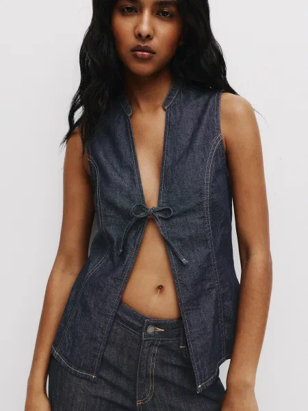 Pull&Bear Top temno modra