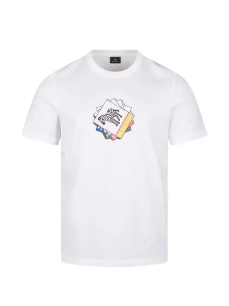 Tricou Mps cu model zebră alb