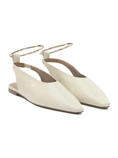 Balerinki Jil Sander skórzane beżowe