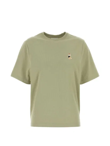 Tricou Maison Kitsune cu broderie verde