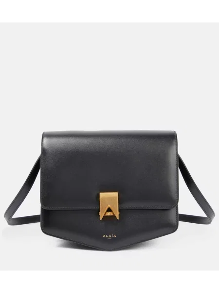 Duża torebka skórzana Alaïa skórzana czarna