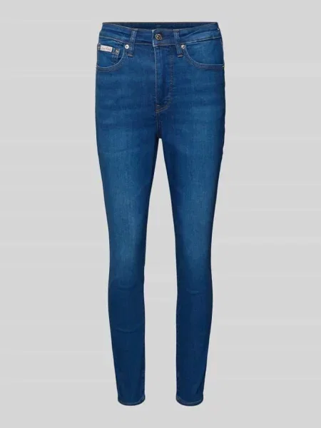 Jeansy o kroju skinny fit z mieszanki bawełny Calvin Klein Jeans niebieskie