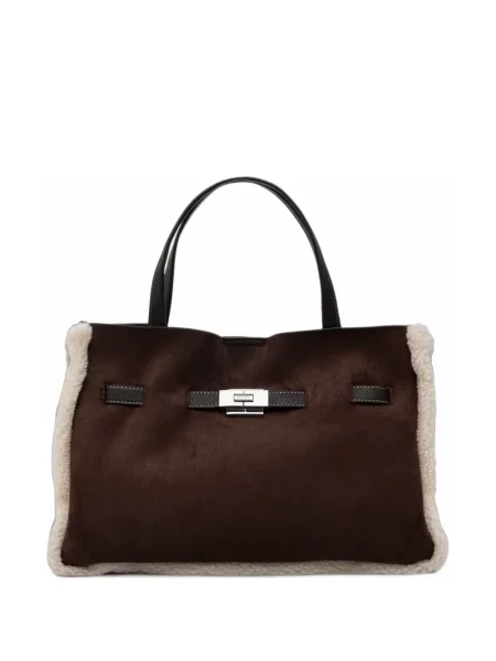 Geantă shopper Dkny din piele de oaie maro