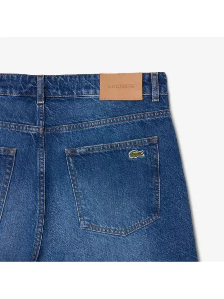 Lacoste Bermudy Jeansowe O Prostym Kroju niebieskie