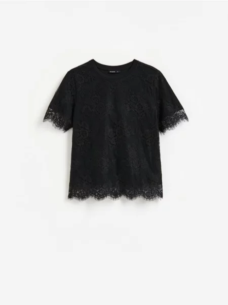 Reserved Bluză din dantelă negru