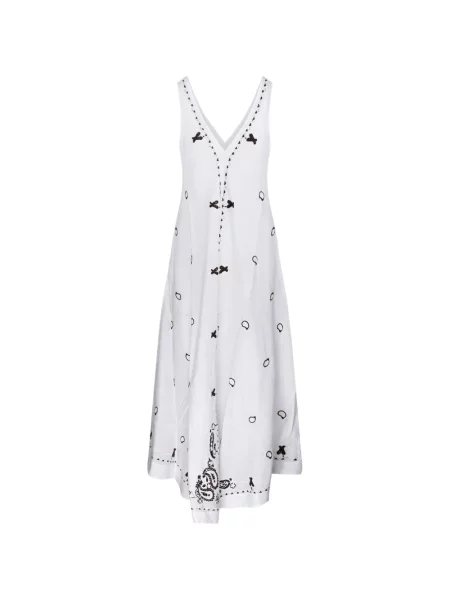 Rochie midi P.a.r.o.s.h. cu broderie de in până la genunchi alb