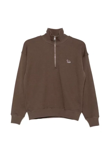 Pulover Maison Kitsune cu autograf maro