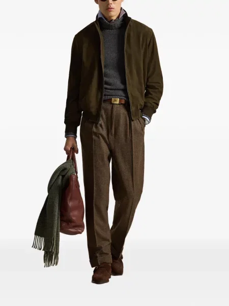 Semišový kostkovaný batoh Polo Ralph Lauren černý