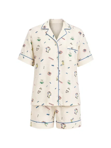 Decupat pijamale Polo Ralph Lauren cu imagine tricotate galben
