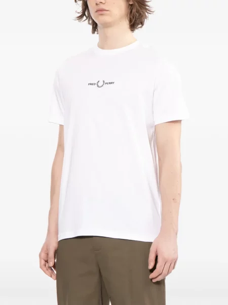 Tricou Fred Perry cu decolteu rotund alb