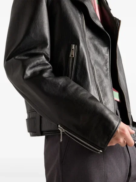 Кожено яке Prada черно