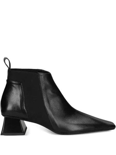 Botine Ras din piele cu imprimeu geometric negru