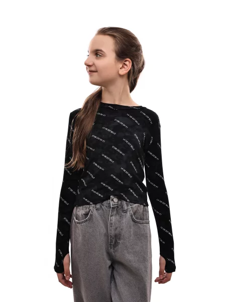 Дитячий Лонгслів LUMO віскоза/поліестер чорний