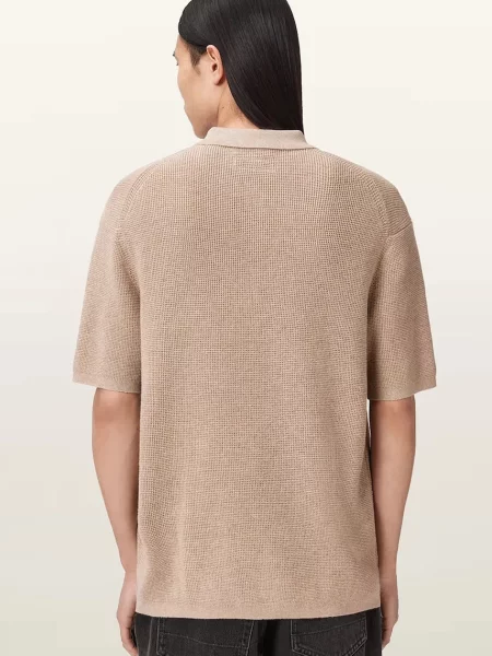 Tricou polo Allsaints de lână bej