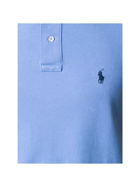 Koszulka polo o kroju slim fit z czystej bawełny Ralph Lauren niebieska