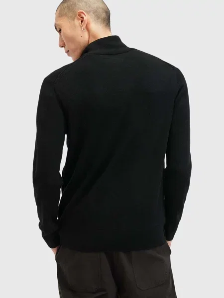 Allsaints Sweter Typu Troyer Kilburn schwarz czarny