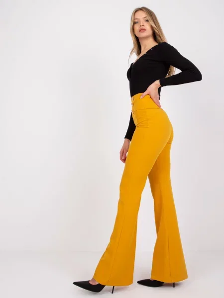 Elegantne hlače Fashionhunters rumena