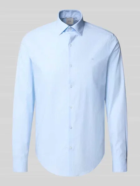 Koszula biznesowa o kroju slim fit z listwą guzikową Ck Calvin Klein niebieska