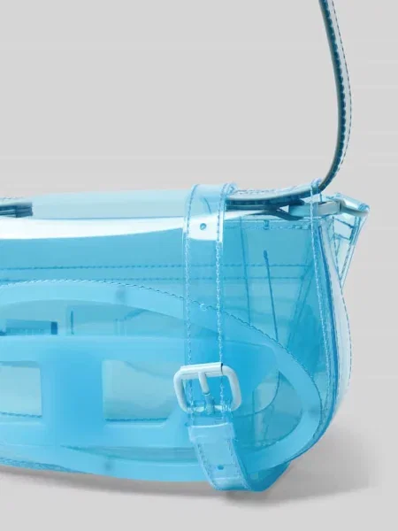 Torba na ramię z detalem z logo Diesel niebieska