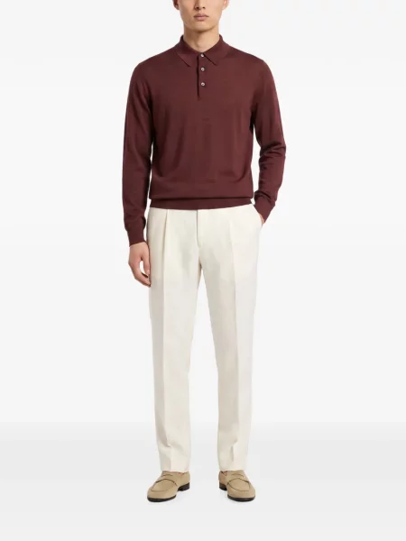 Lung tricou polo Kiton roșu